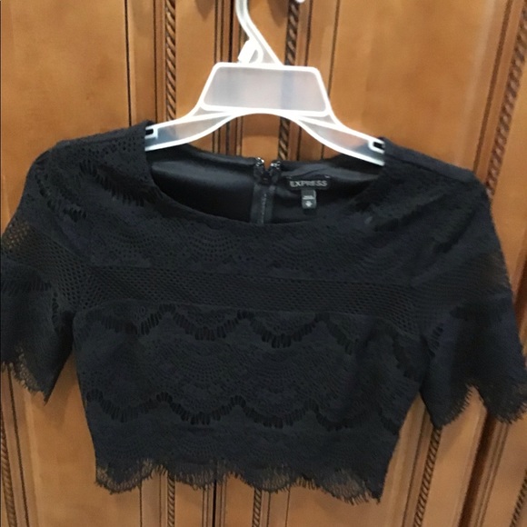 2 pc set Express top skirt lady girl size XSmall 0 black lacy EUC outfit dress - Picture 8 of 16